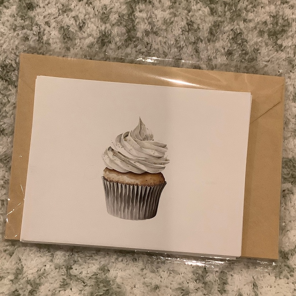 Cupcake Watercolor Note Cards Greeting Card Variety Set of 6, NWT Handcrafted